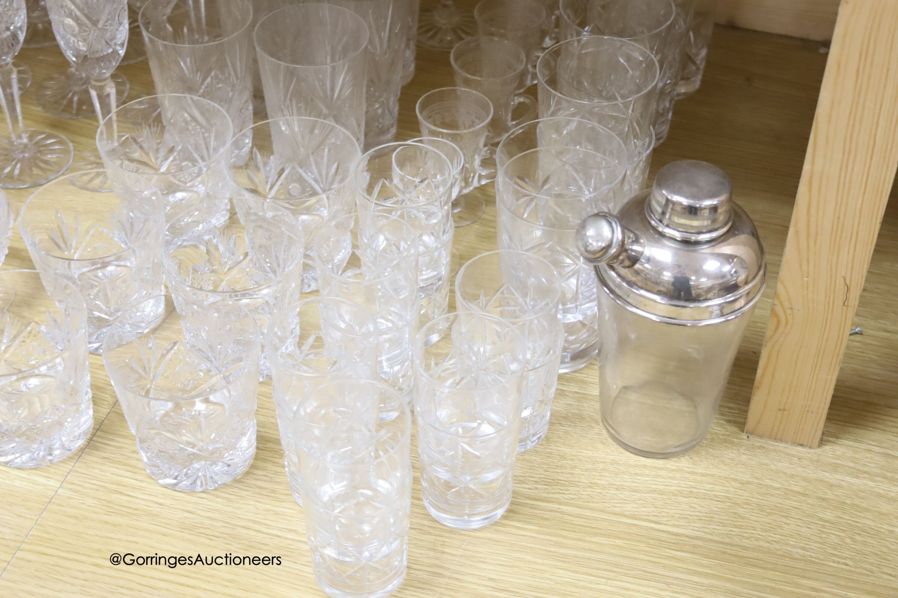 A collection of clear cut drinking glasses